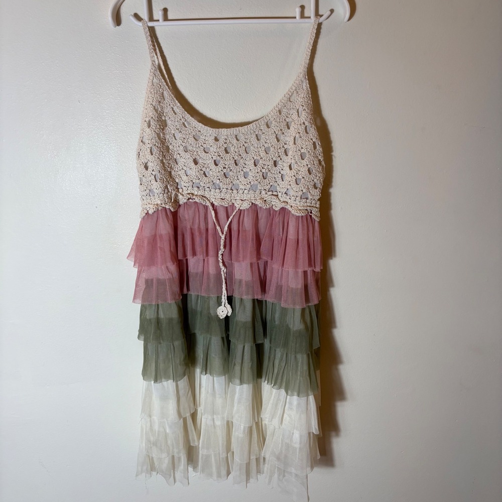 Elegant Crochet Lace Tiered Mini Dress
